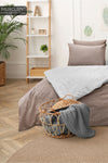 Mercury Double Size Cotton Duvet Cover Set | Fitted Sheet Coffee-Grey | Reversible Buttoned Duvet Cover 3