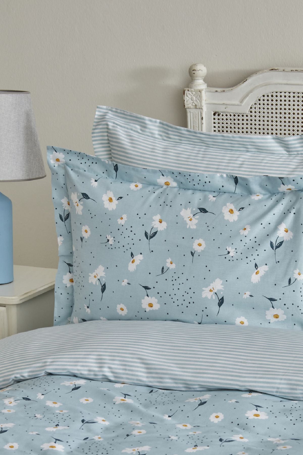 Karaca Home Daisy 100% Cotton Double Duvet Cover Set Mint Blue (PP) 4