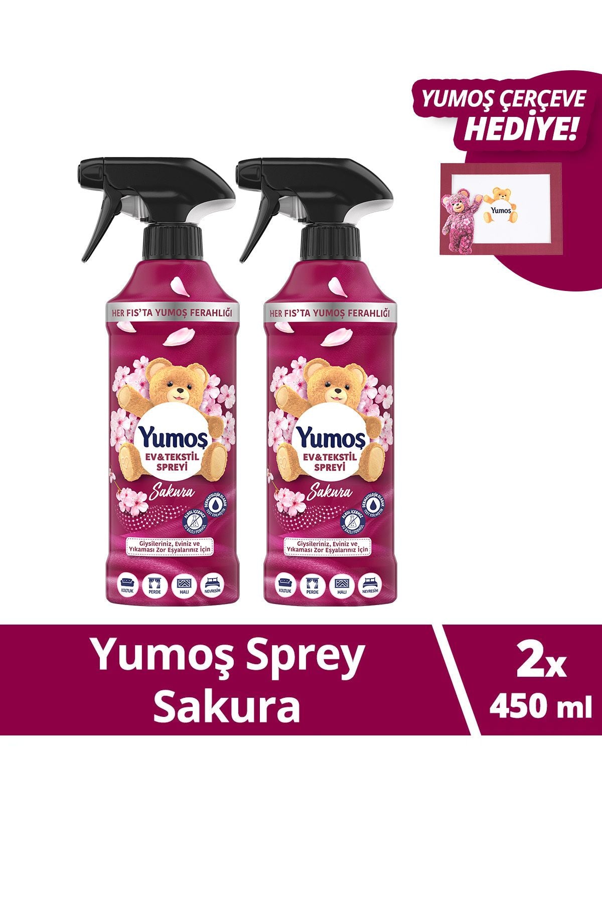 Yumoş Spray For Hard-To-Wash Items Sakura 450 ml X2 Frame Gift 1