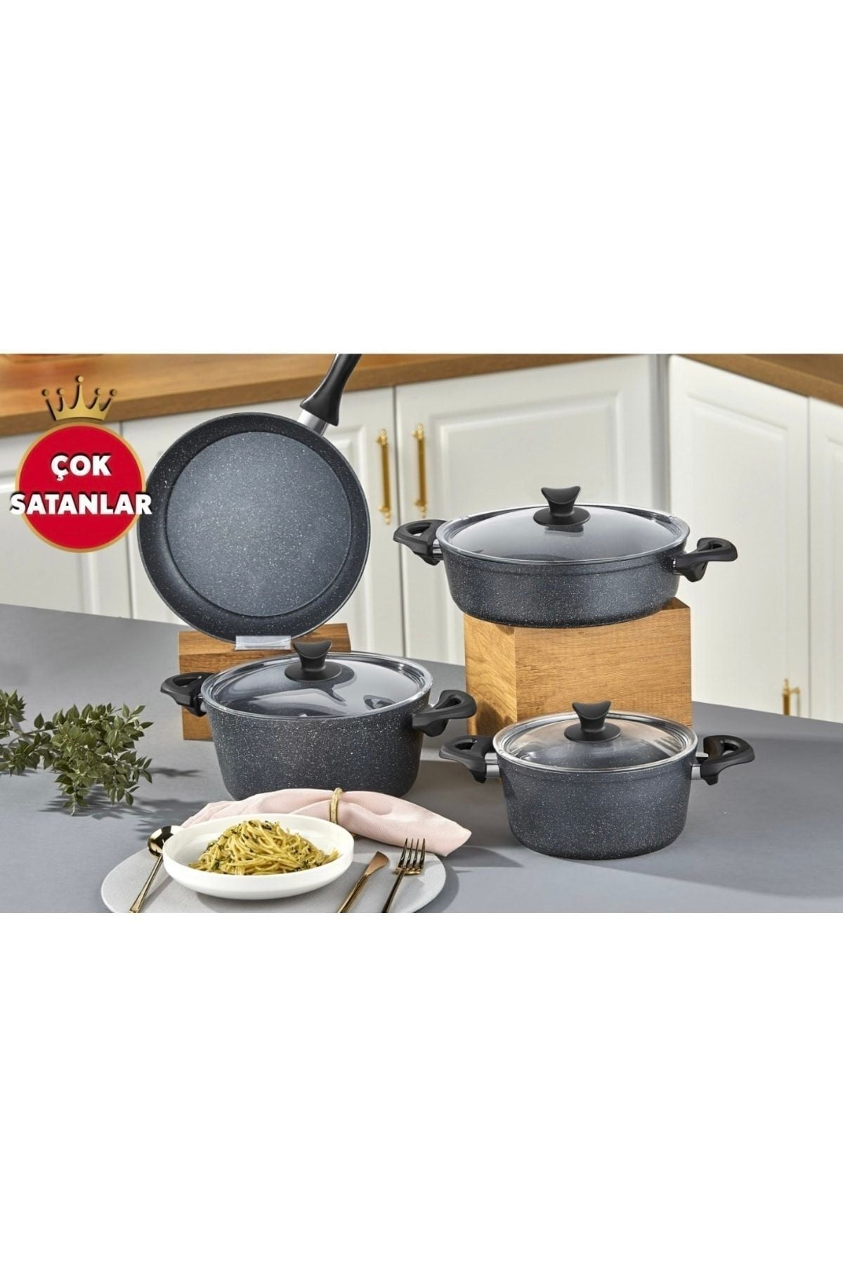 Genel Markalar Taç Master Cook 7 Piece Granite Cookware Set 2