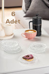 Porsima Dream Patterned Upright Plate - 6 Piece Glass Serving Plate for Cake, Cookie, Pastry - 12 cm 1