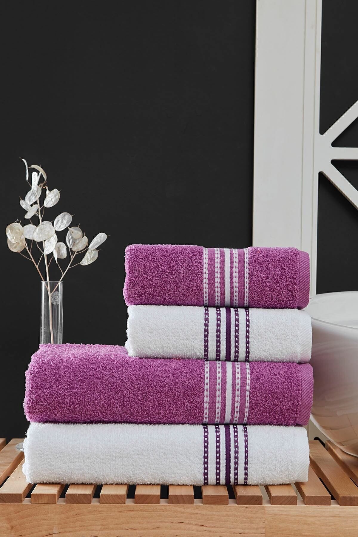 Acacia 50x90 + 70x140 Cm Elvin 4-Piece Bath Towel Set 1