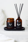 LALEZEN HOME Black Stand Japanese Cherry Blossom Scent & Candle Set 2