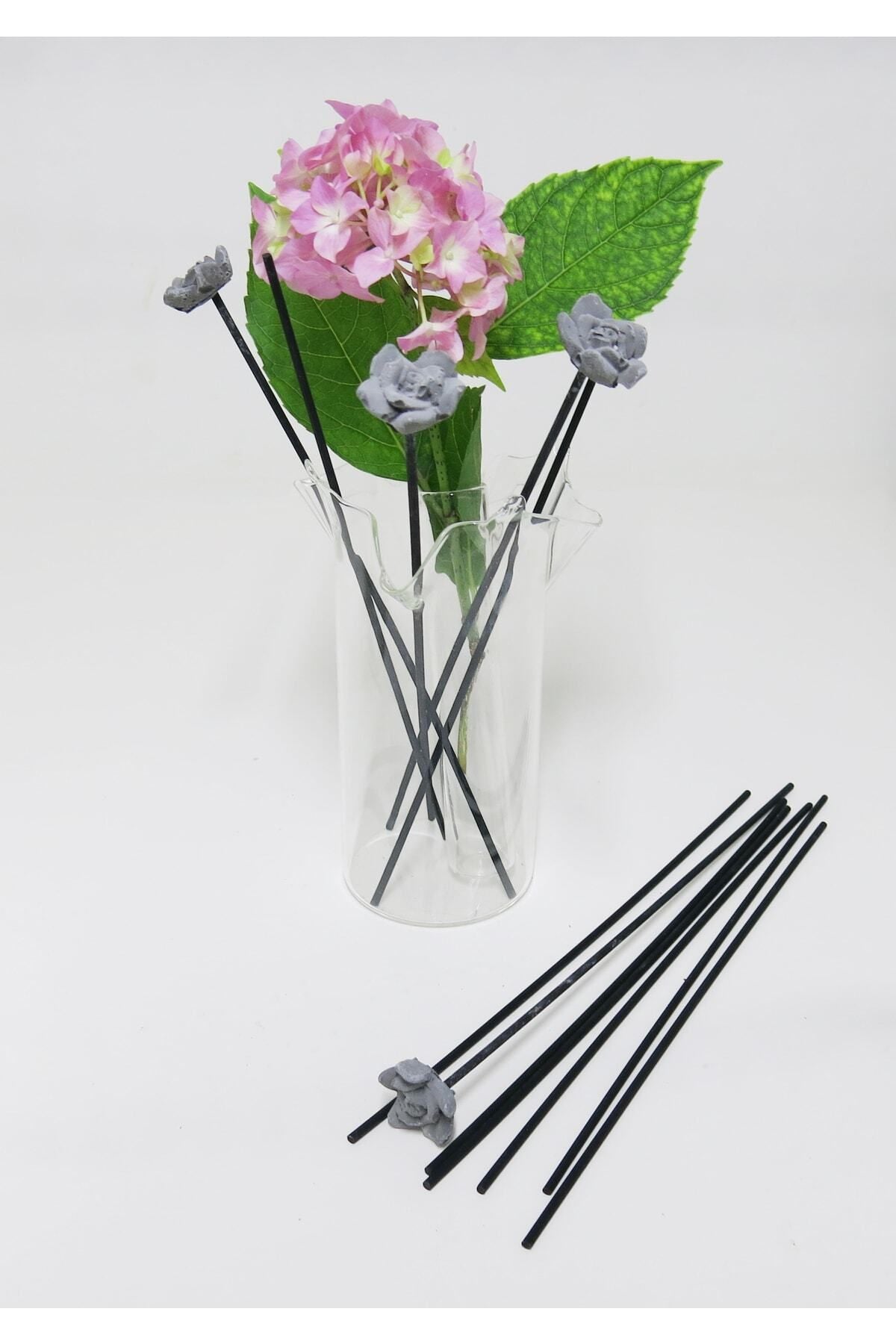 Missi 12-Piece Black Artificial Reed Set With Flower Stones 3