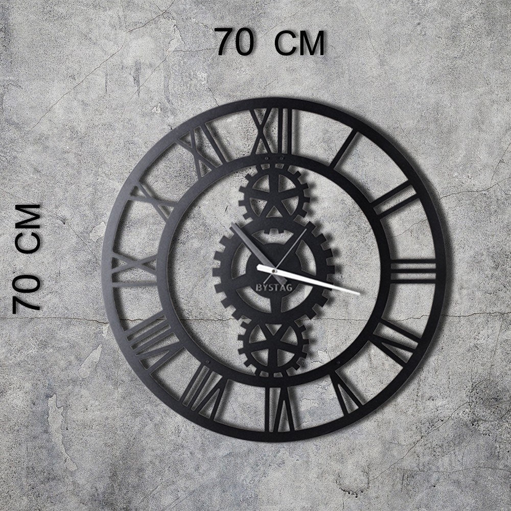 Decorative Metal Wall Clock Gear XL Black 805BSG1107 6