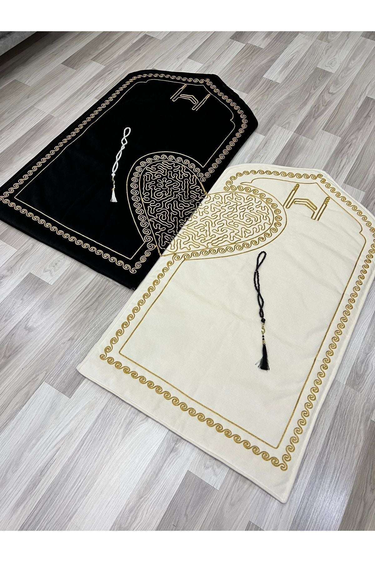 AYHANHOME Heart-Shaped Prayer Rug Set with Rosary for Bride and Groom Gift 1