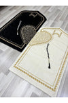 AYHANHOME Heart-Shaped Prayer Rug Set with Rosary for Bride and Groom Gift 6