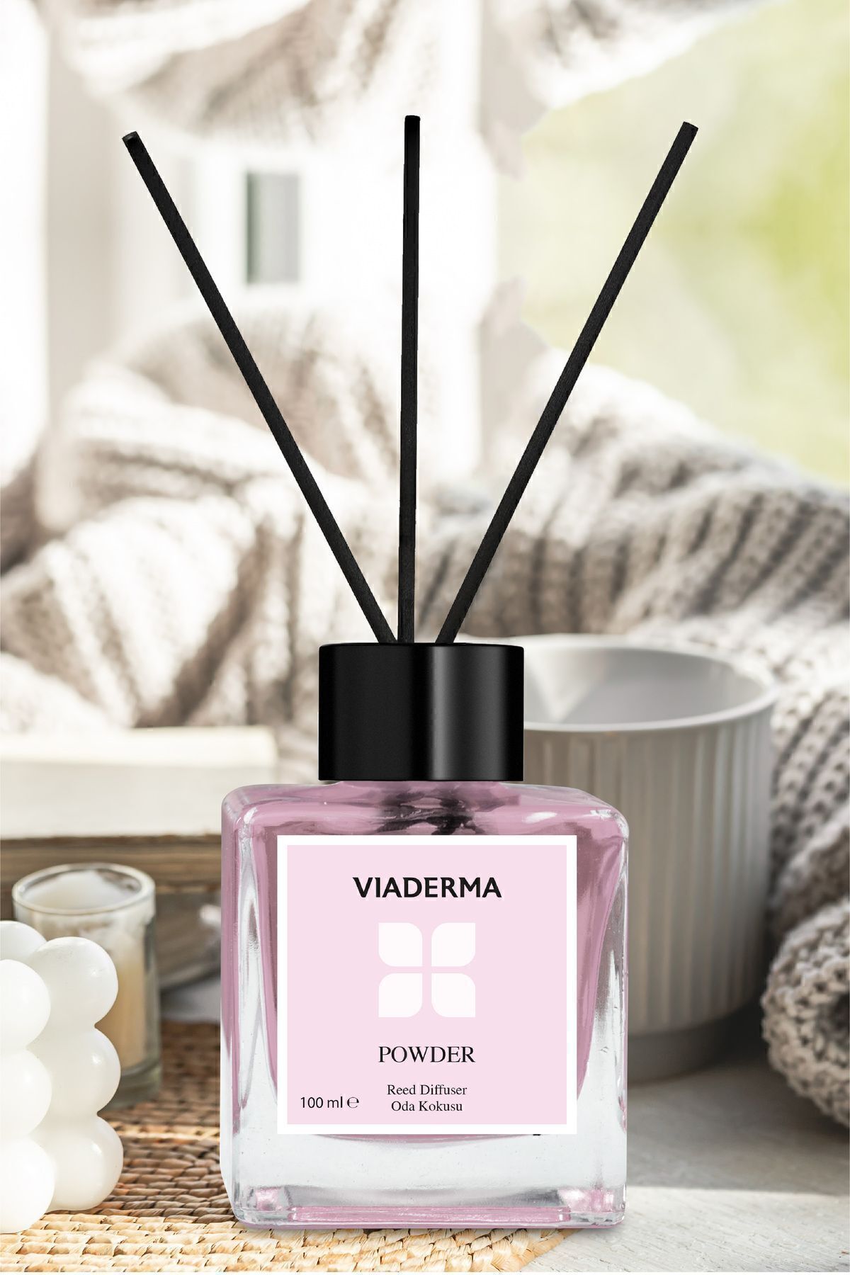 Viaderma Square Bottle Powder-Based Bamboo Reed Diffuser 100 ml 2