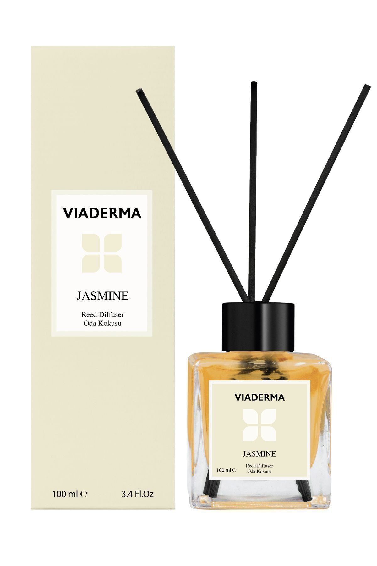 Viaderma Square Bottle Jasmine Essence Bamboo Stick Room Fragrance 100 ml 1