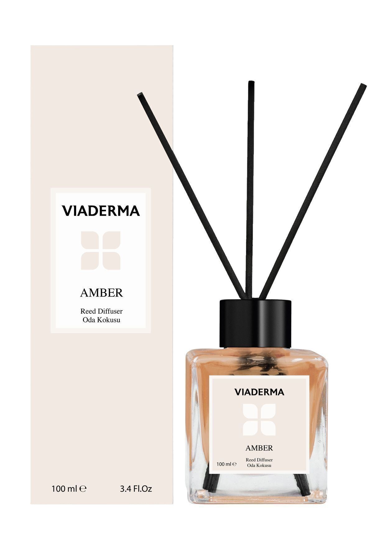 Viaderma Square Bottle Amber Essence Bamboo Stick Room Fragrance 100 ml 1