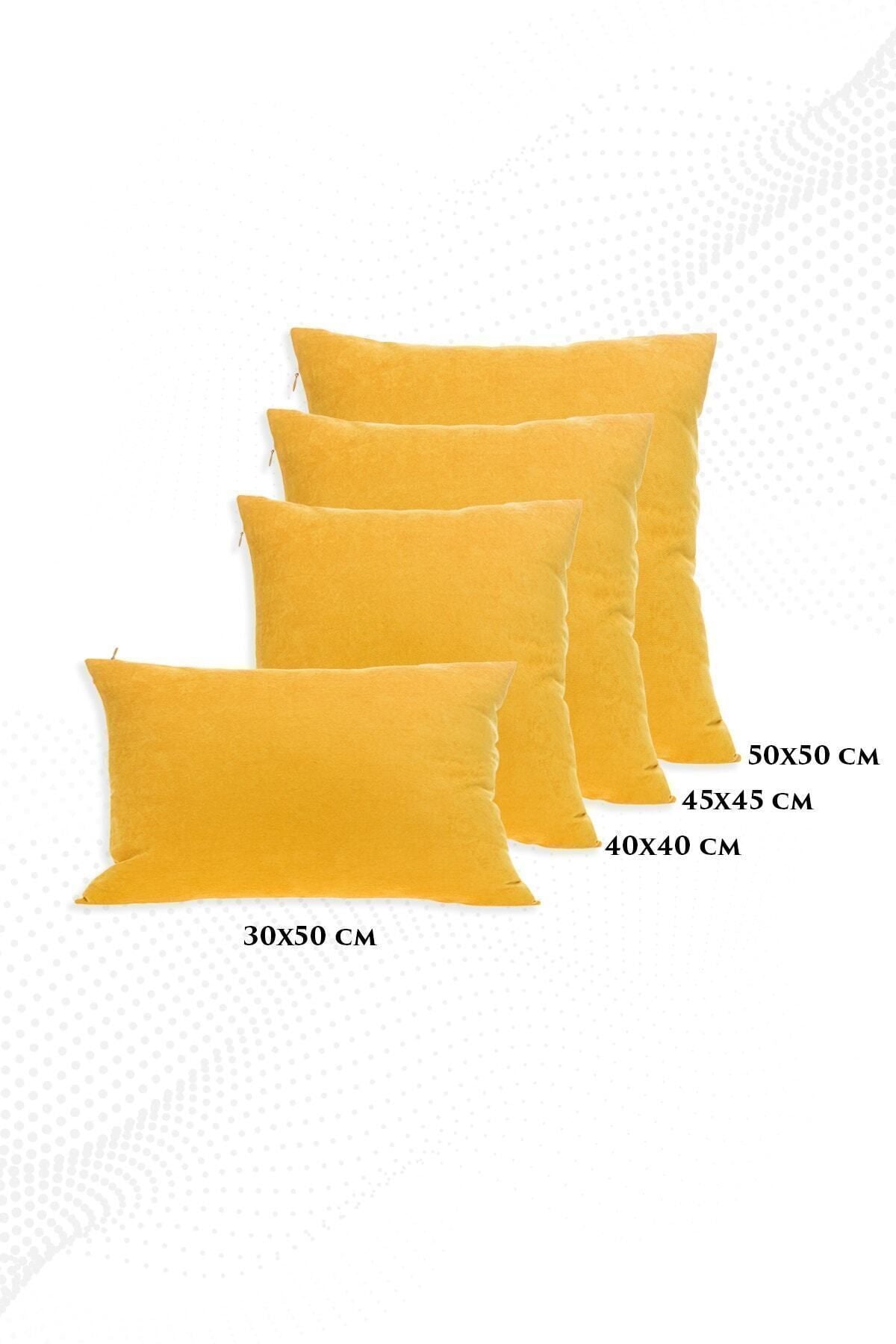 ÖZENEV Yellow Cushion Cover Decorative Plain Simple Panorama-344 Punchable Punch 6