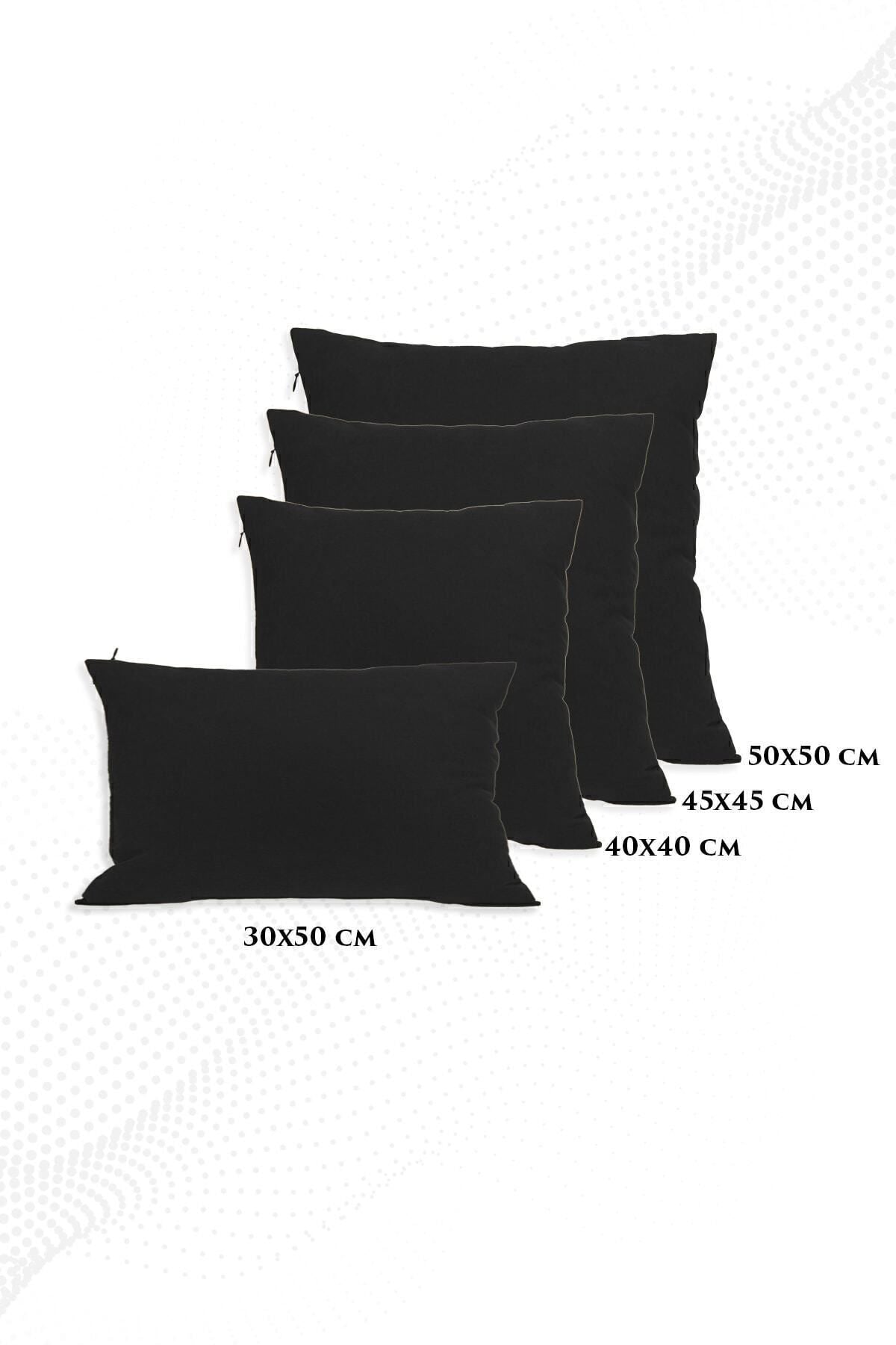 ÖZENEV Black Pillow Cover Decorative Plain Simple Panorama-194 Punchable Punch 6