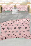 Mariva Home Heart Patterned Double Duvet Pink 3