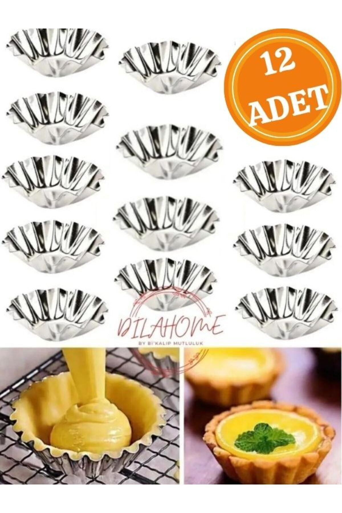 DILAHOME 12 Piece Stainless Steel Mini Cake Mold, Cupcake, Tart, Tartlet, Brownie, Muffin Mold 1