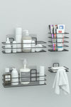 Zabata Adhesive Bathroom Set Shower Shelf + Soap Dish + Toothbrush Holder Metal Set 2