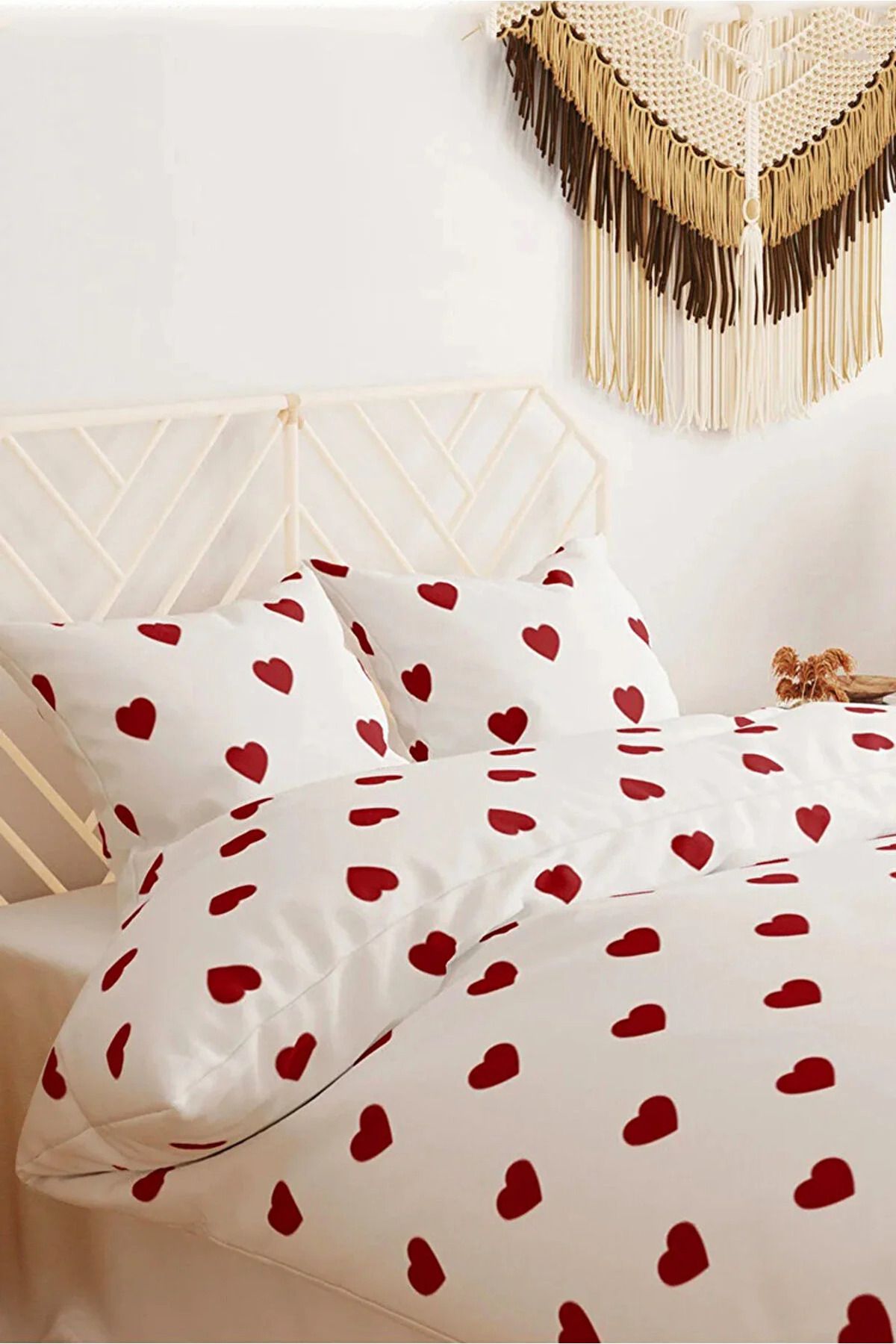 Ricco Lifes Ranforce Red Heart Duvet Cover Set Double Size 1