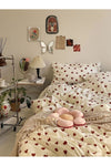 BESTİNA GOLD Double Red Hearted Cotton Duvet Cover Set (Without Sheet) 1