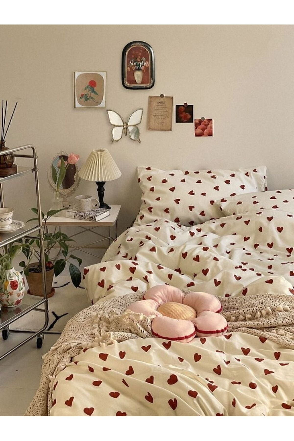 BESTINA GOLD Single Red Heart Duvet Cover Set (Without Sheet) 3