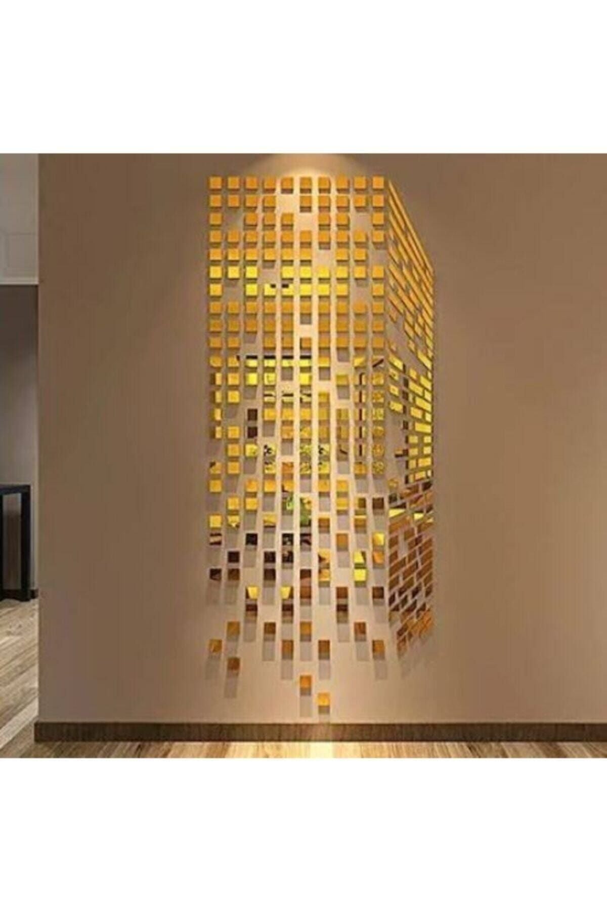 Dalgıç Tasarım Decorative Gold Plexiglass Mosaic Mirror 200 Pieces Gold Color Mirror Office Bathroom Decor 1