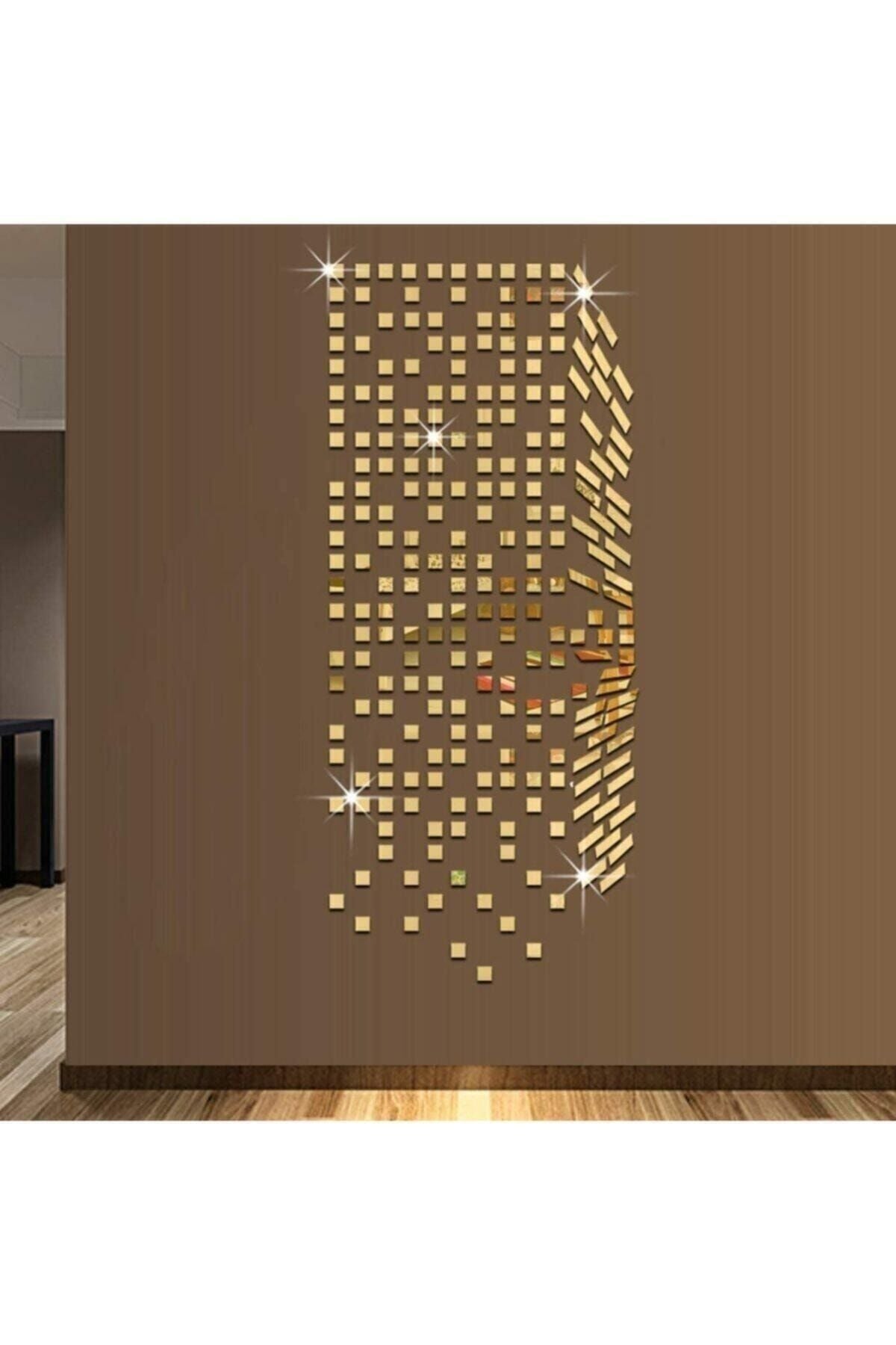 Dalgıç Tasarım Decorative Gold Plexiglass Mosaic Mirror 200 Pieces Gold Color Mirror Office Bathroom Decor 2