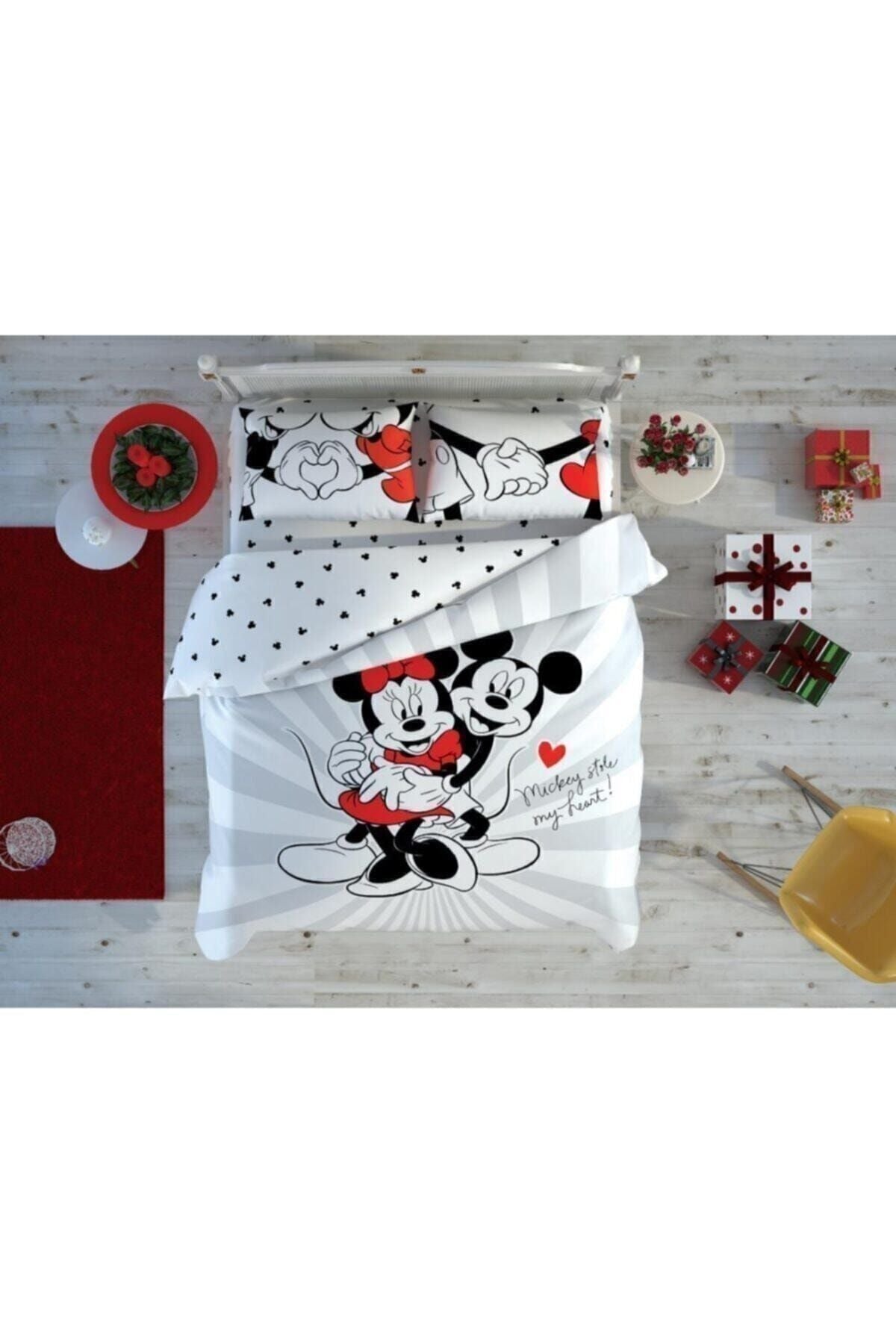 Taç Disney Minnie Mickey Love Day Double Duvet Cover Set Valentine's Day Duvet Cover Set 1