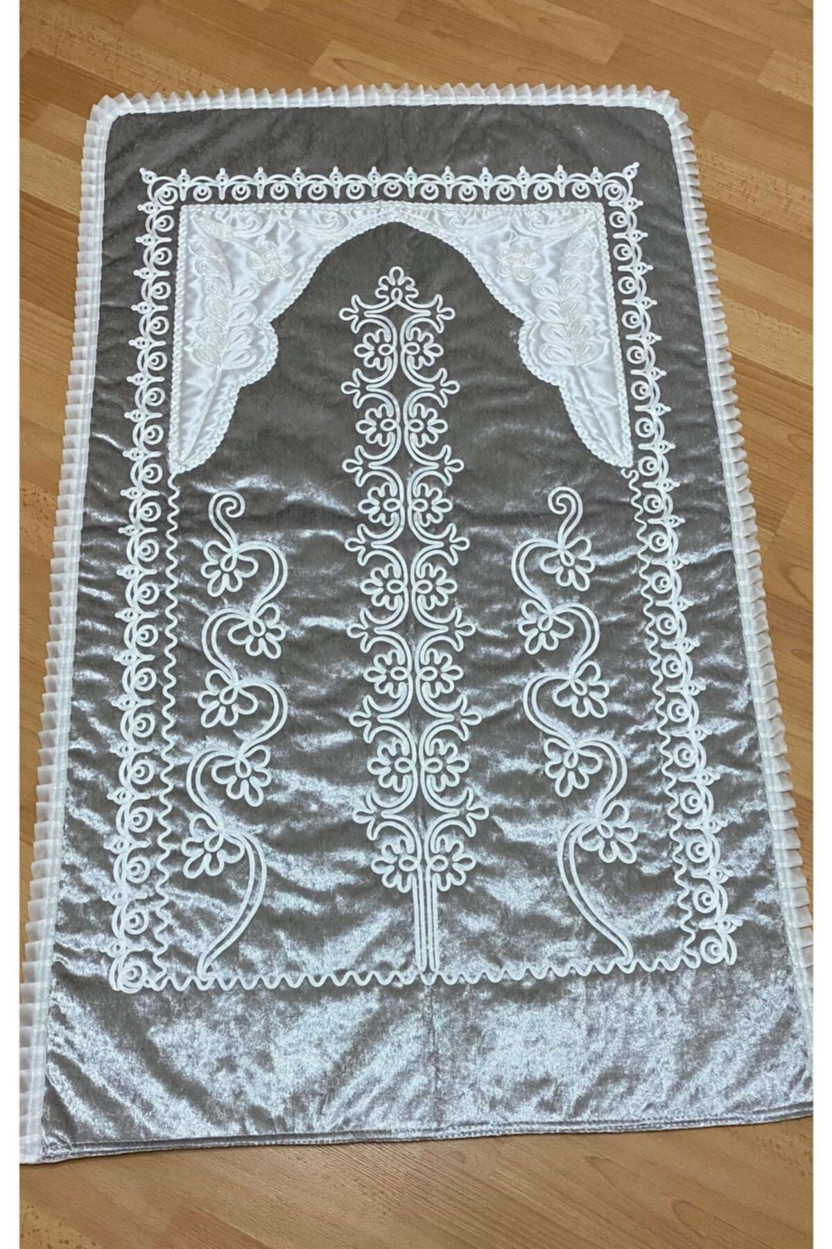 AYHANHOME Grey Velvet Bridal Set Prayer Rug 2