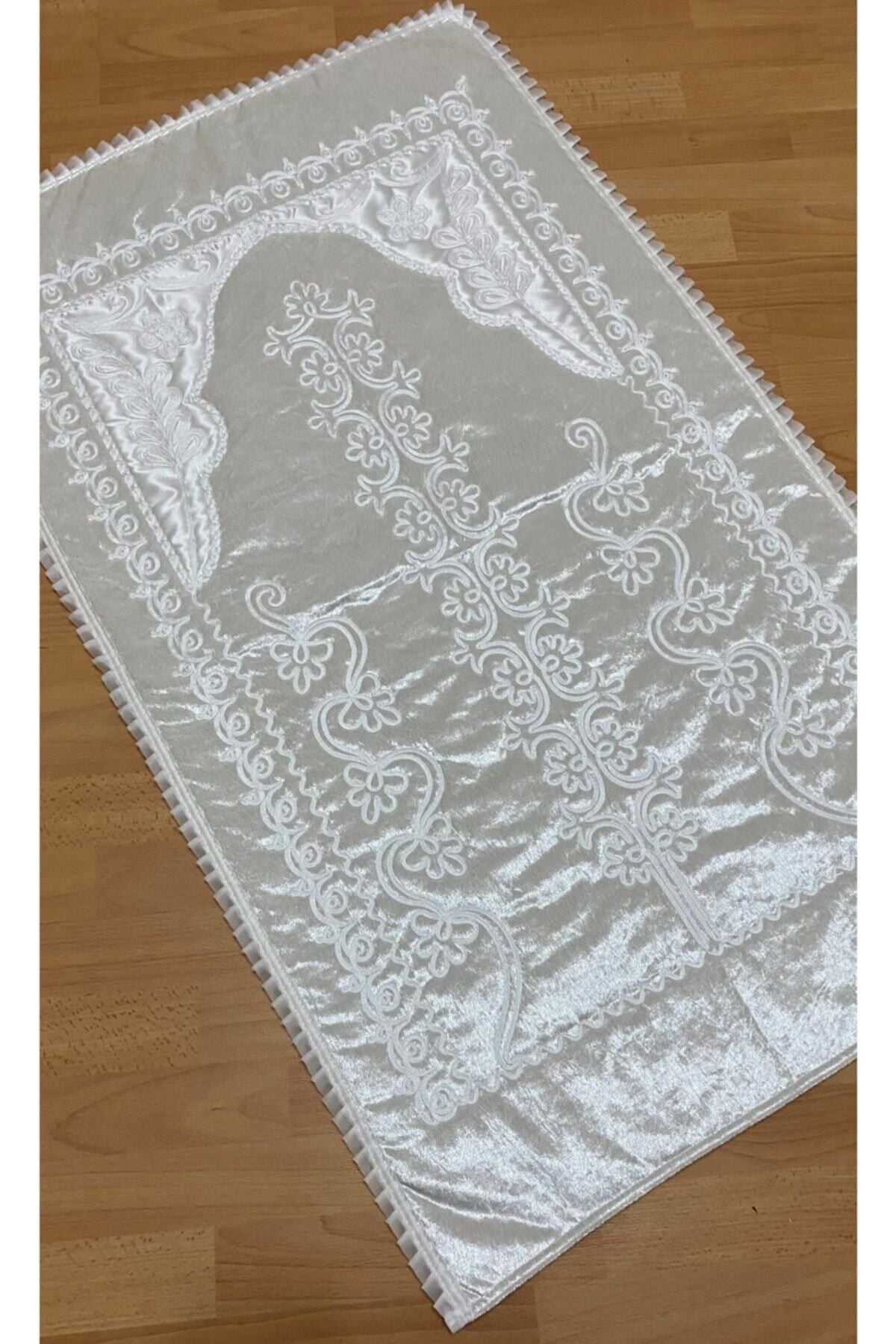 AYHANHOME Cream Velvet Bridal Set Prayer Rug 1