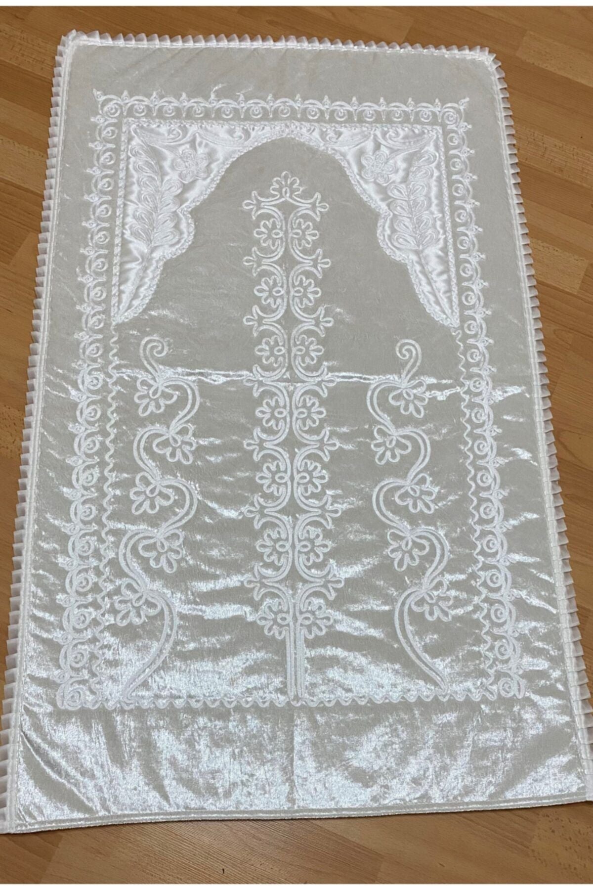 AYHANHOME Cream Velvet Bridal Set Prayer Rug 2