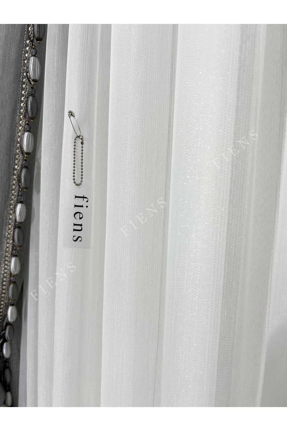 FİENS Taç Simli Bambu 1/3 Fold Dense Pleated Heavyweight Suitable For Every Room Plain Tulle Curtain No Iron 3