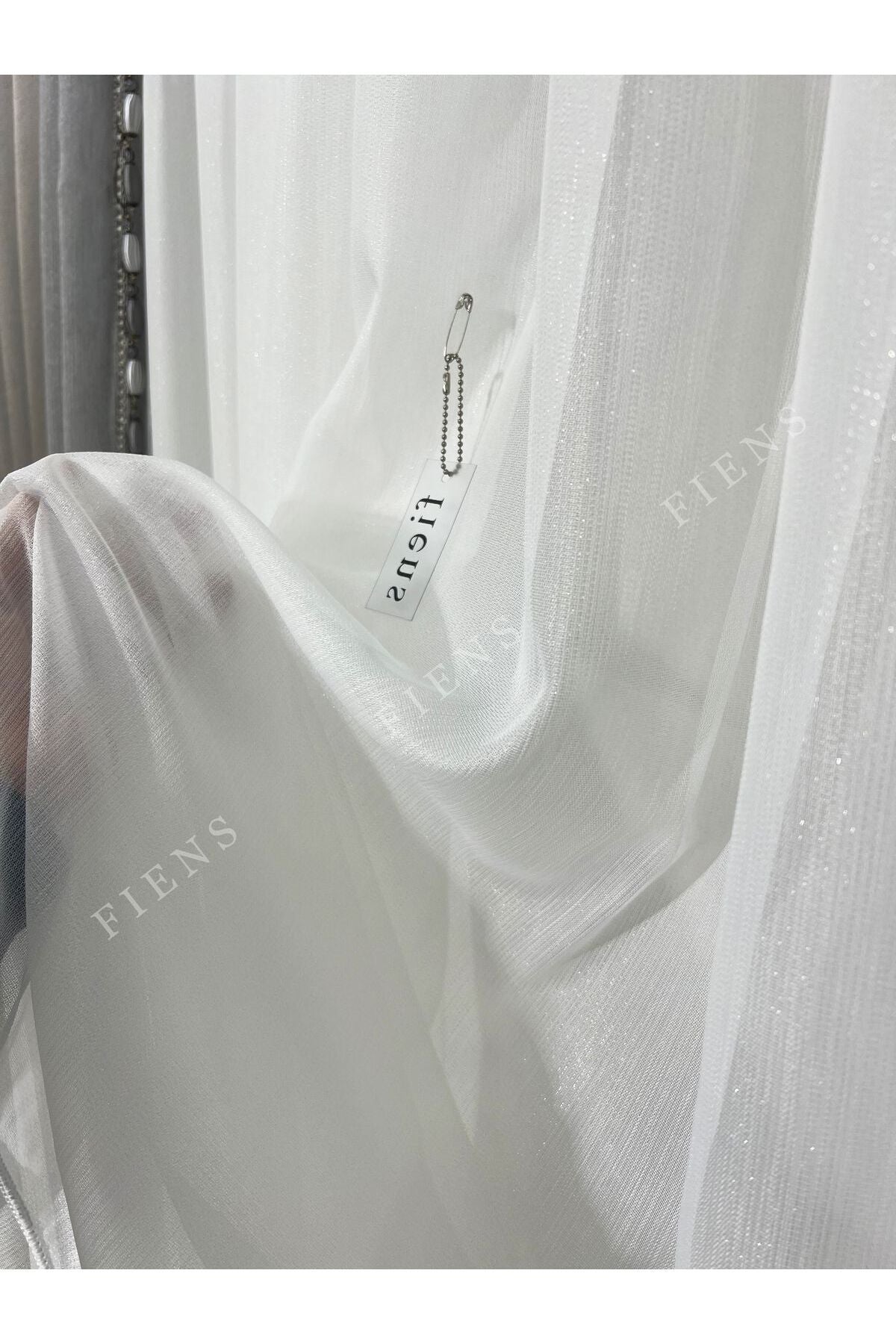 FİENS Taç Simli Bambu 1/3 Fold Dense Pleated Heavyweight Suitable For Every Room Plain Tulle Curtain No Iron 5