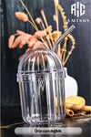 AC AMISOS MONICA 4-Piece Glass Straw Crystal Glass 400ML Cold Coffee Glass Lemonade Glass Beverage Glass 4