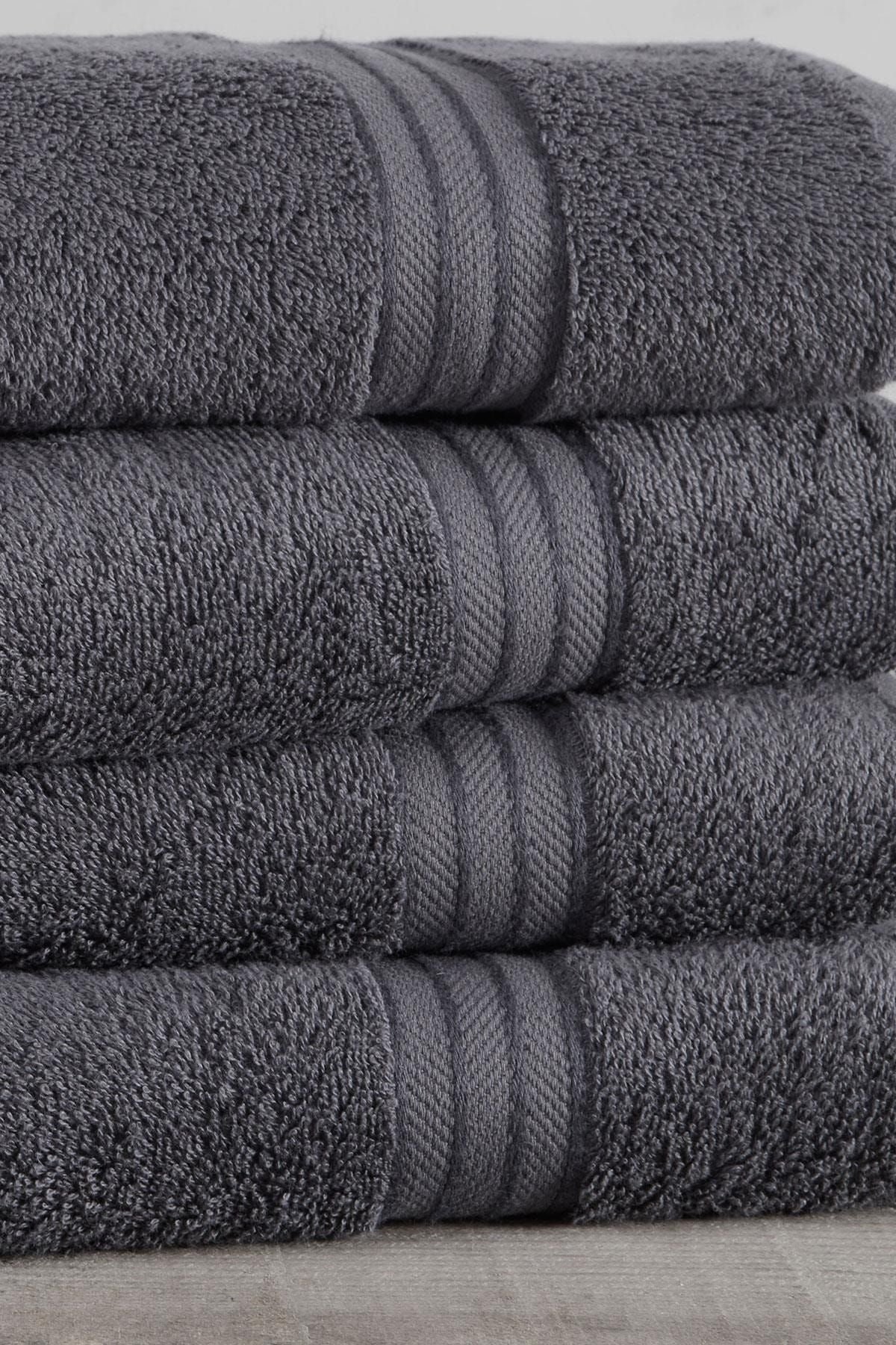 Tertio Rainbow %100 Cotton Extra Soft Anthracite 4-Piece Hand/Face Towel Set (4*50X80) 2