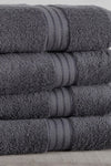 Tertio Rainbow %100 Cotton Extra Soft Anthracite 4-Piece Hand/Face Towel Set (4*50X80) 2