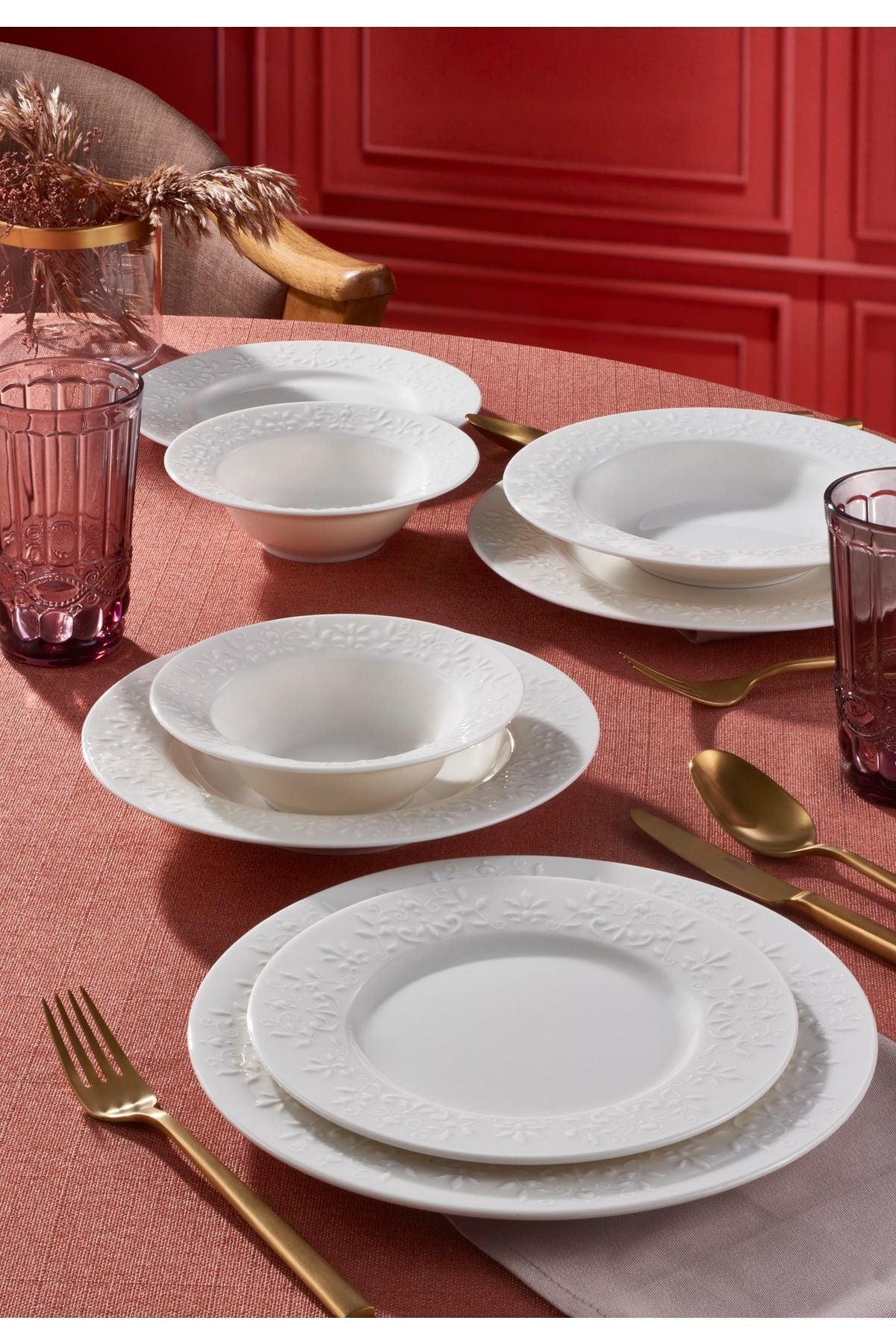 Güral Porselen 24 Piece Dilruba Bone Dinner Set 1