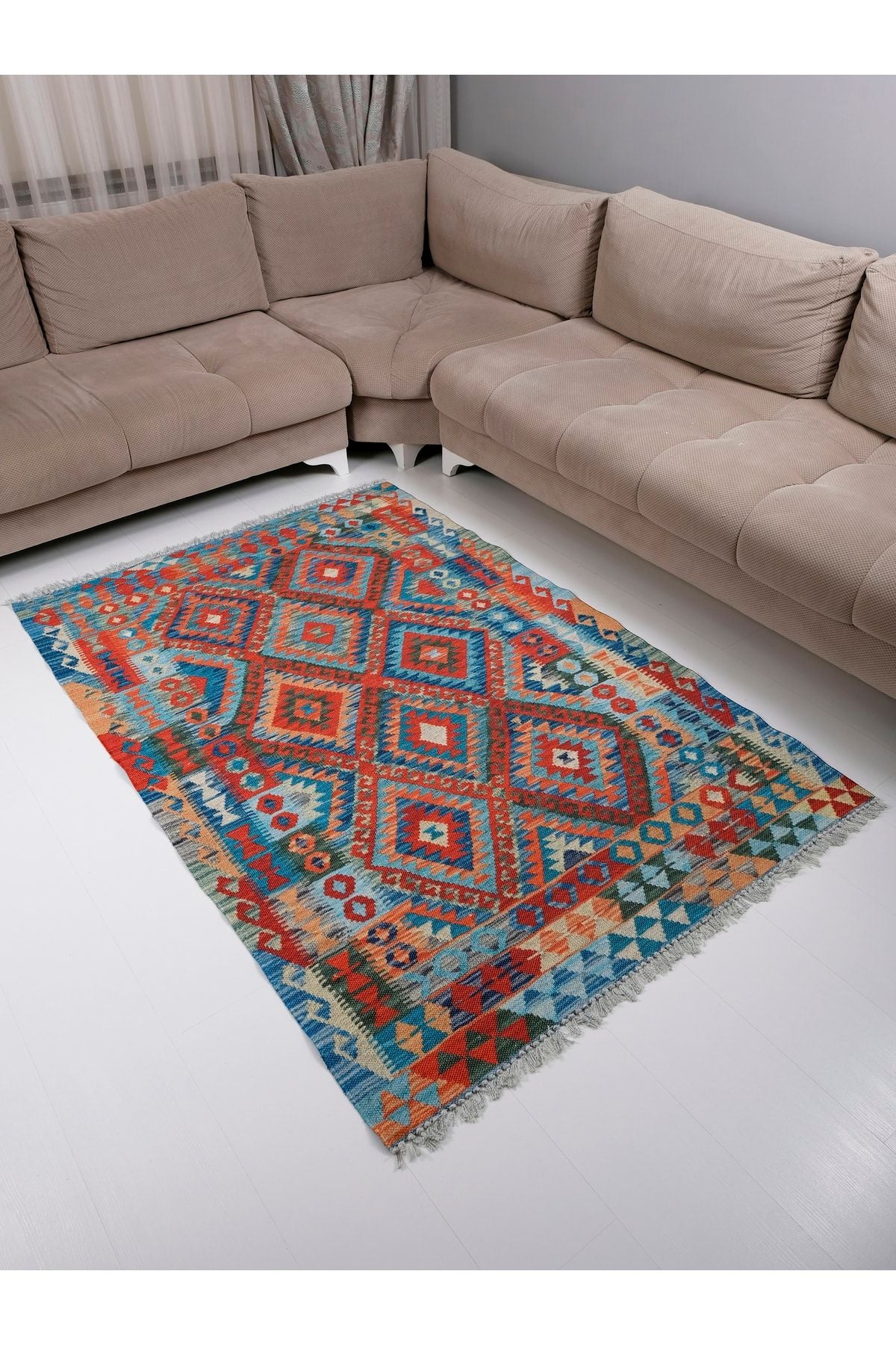 RUGSMODERN Cotton Pamuklu Çok Renkli Otantik Ve Etnik Desenli Kilim 505 2