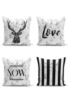 Realhomes 4-Piece Marble Design Digital Printed Modern Cushion Cover Set 1