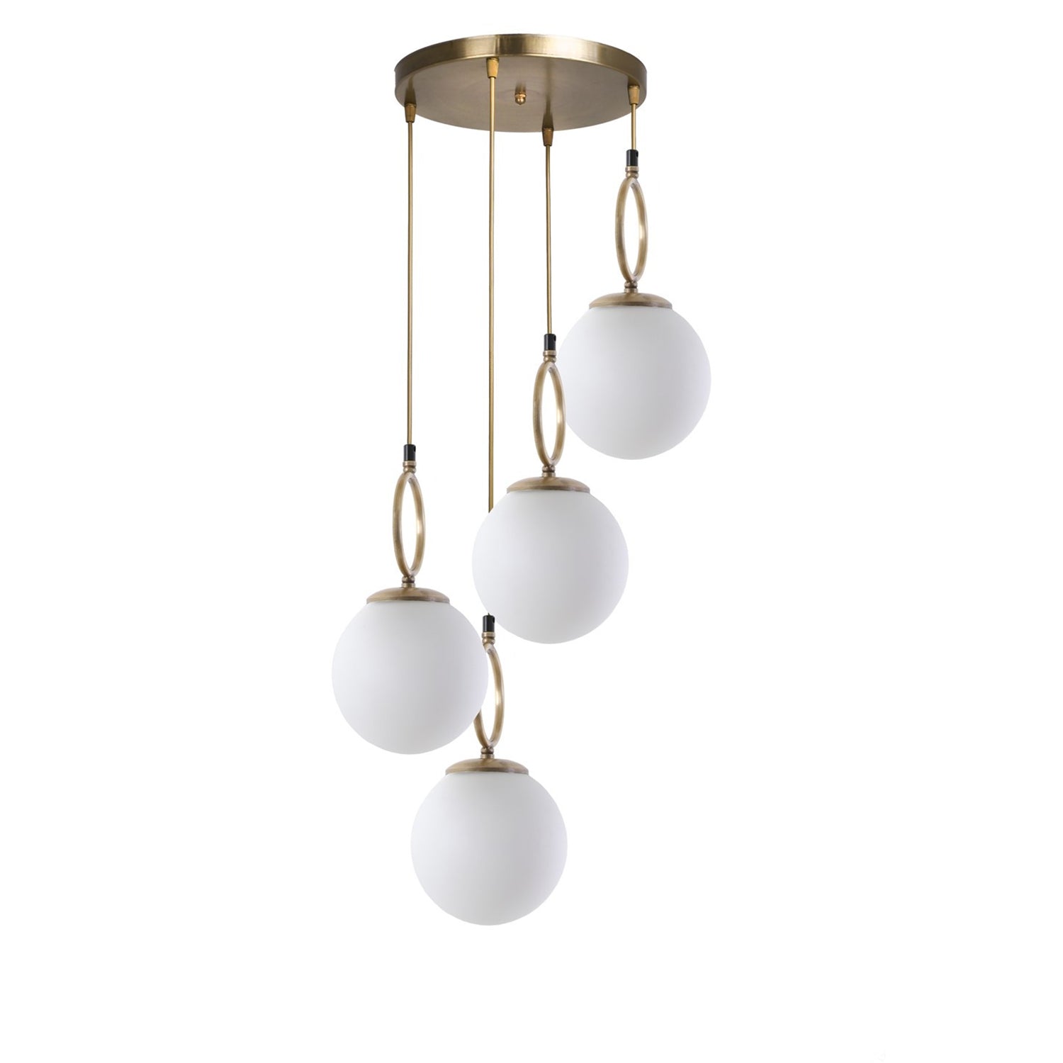 Chandelier Morino 4 Lü Tepsili Beyaz Camlı Eskitme Sarkıt White 846STL2827 2