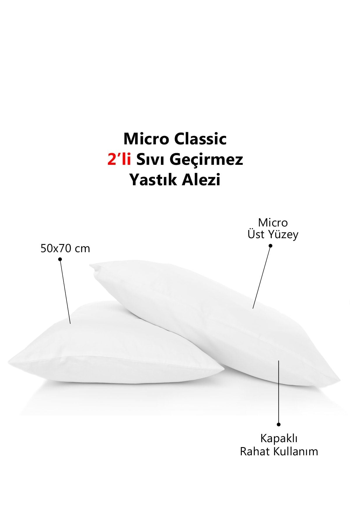 Mislina Home Micro Classic 2-Piece Liquid Waterproof Pillow Protector with Cover 50x70 Cm 2