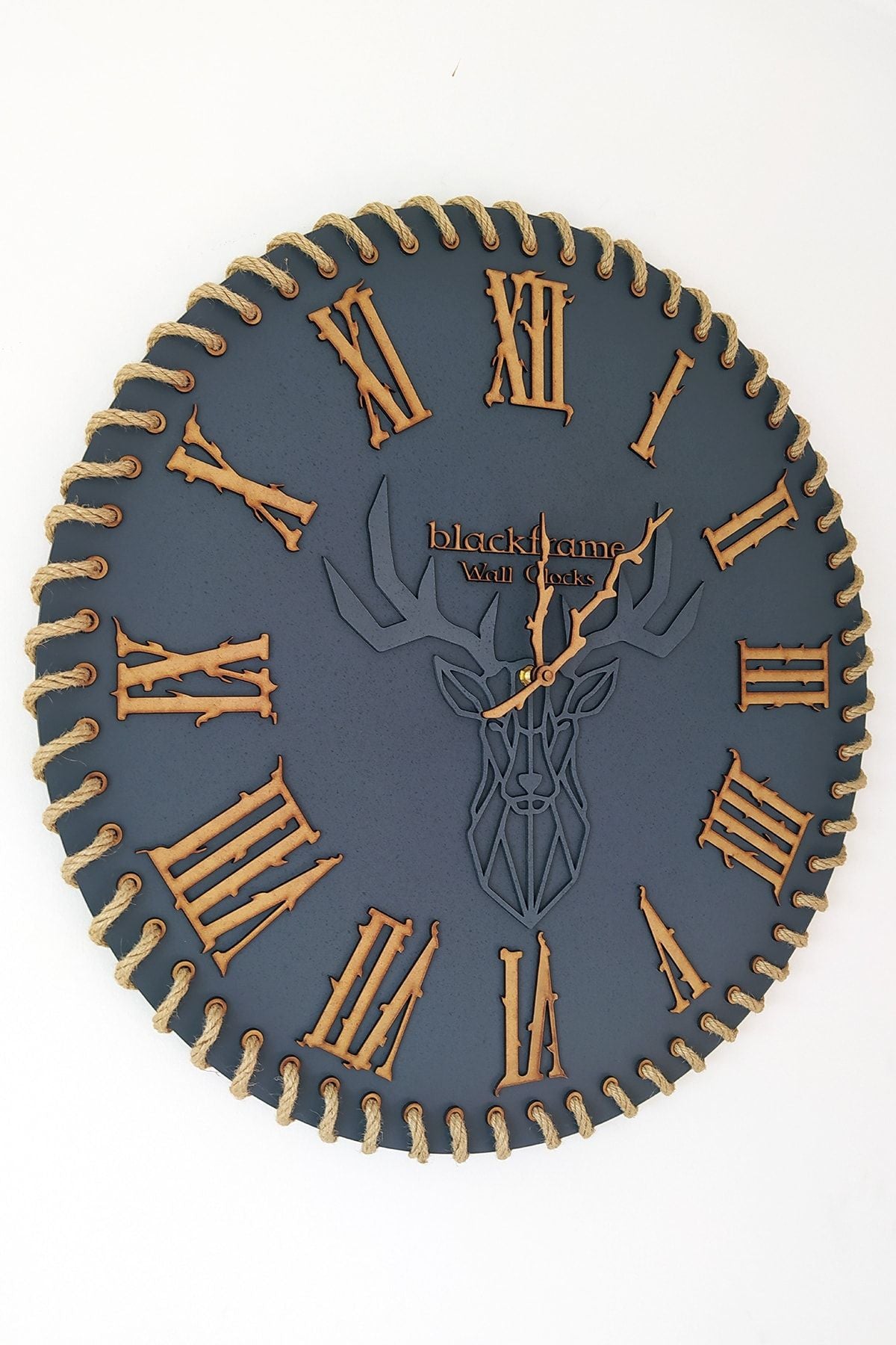 Blackframe Othantic Lines Wall Clock - Anthracite Gray - Deer Figure 60x60cm 4