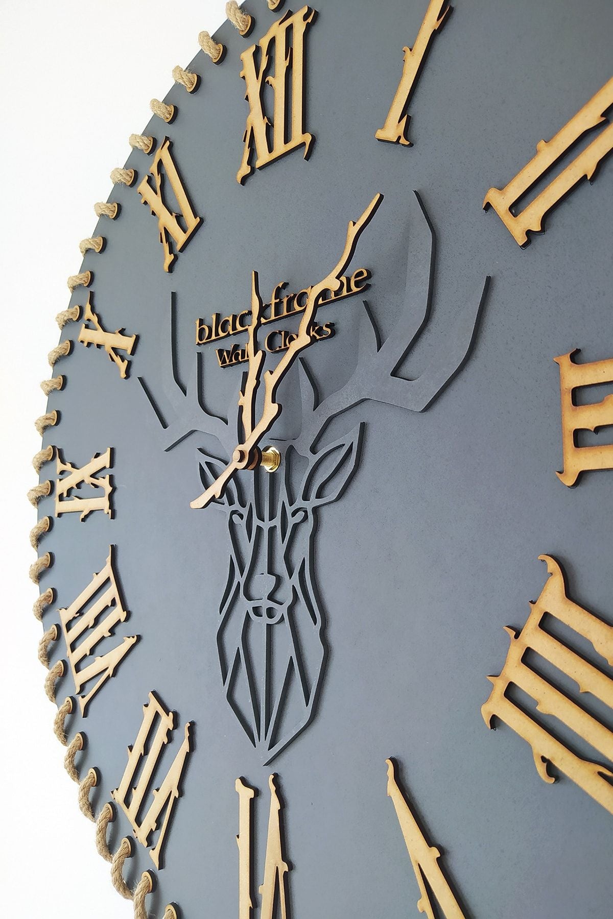 Blackframe Othantic Lines Wall Clock - Anthracite Gray - Deer Figure 60x60cm 5