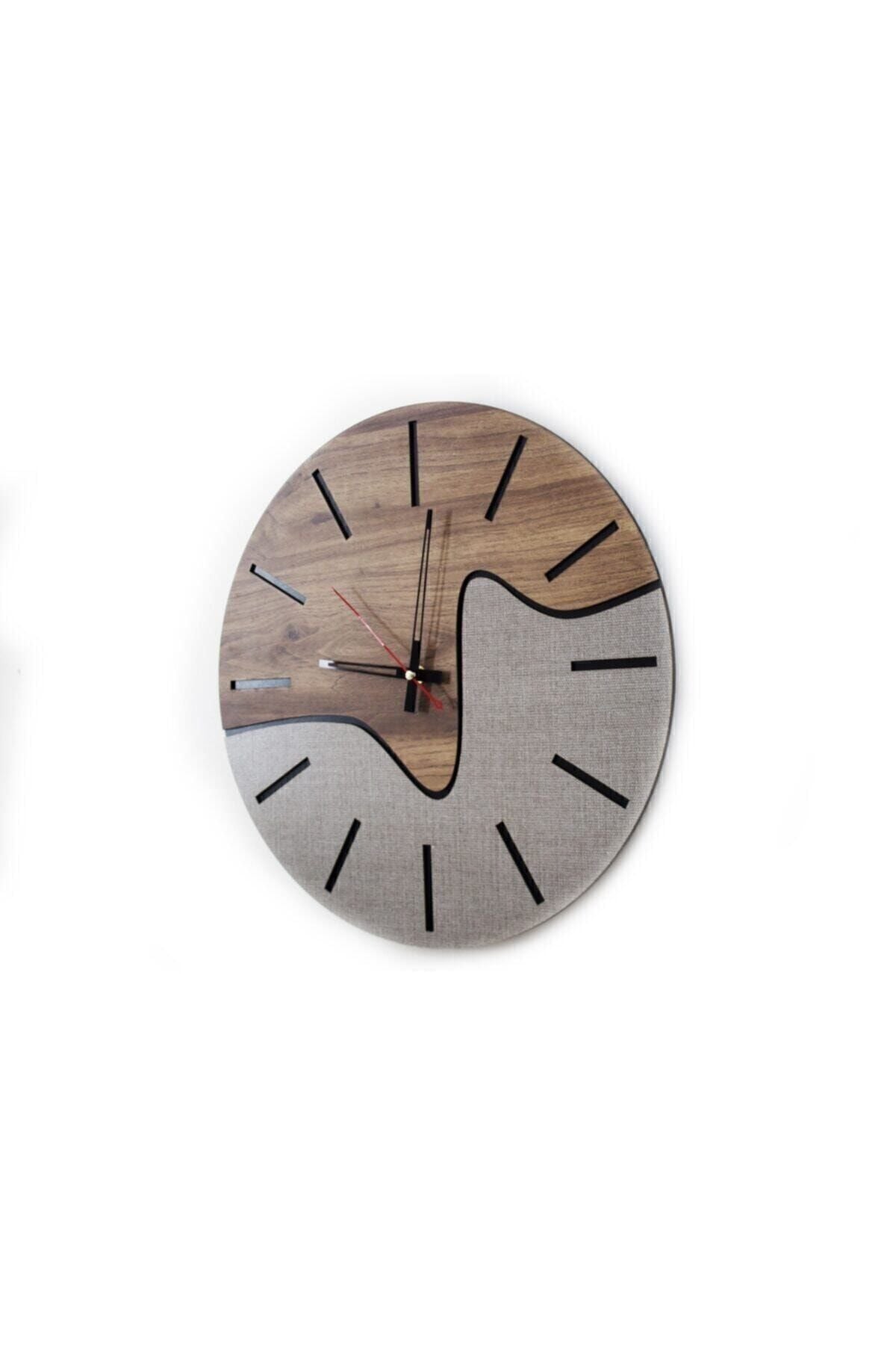 ERDEĞER LAZER Erdeğer Two-Tone Patterned Wooden Clock St010 1