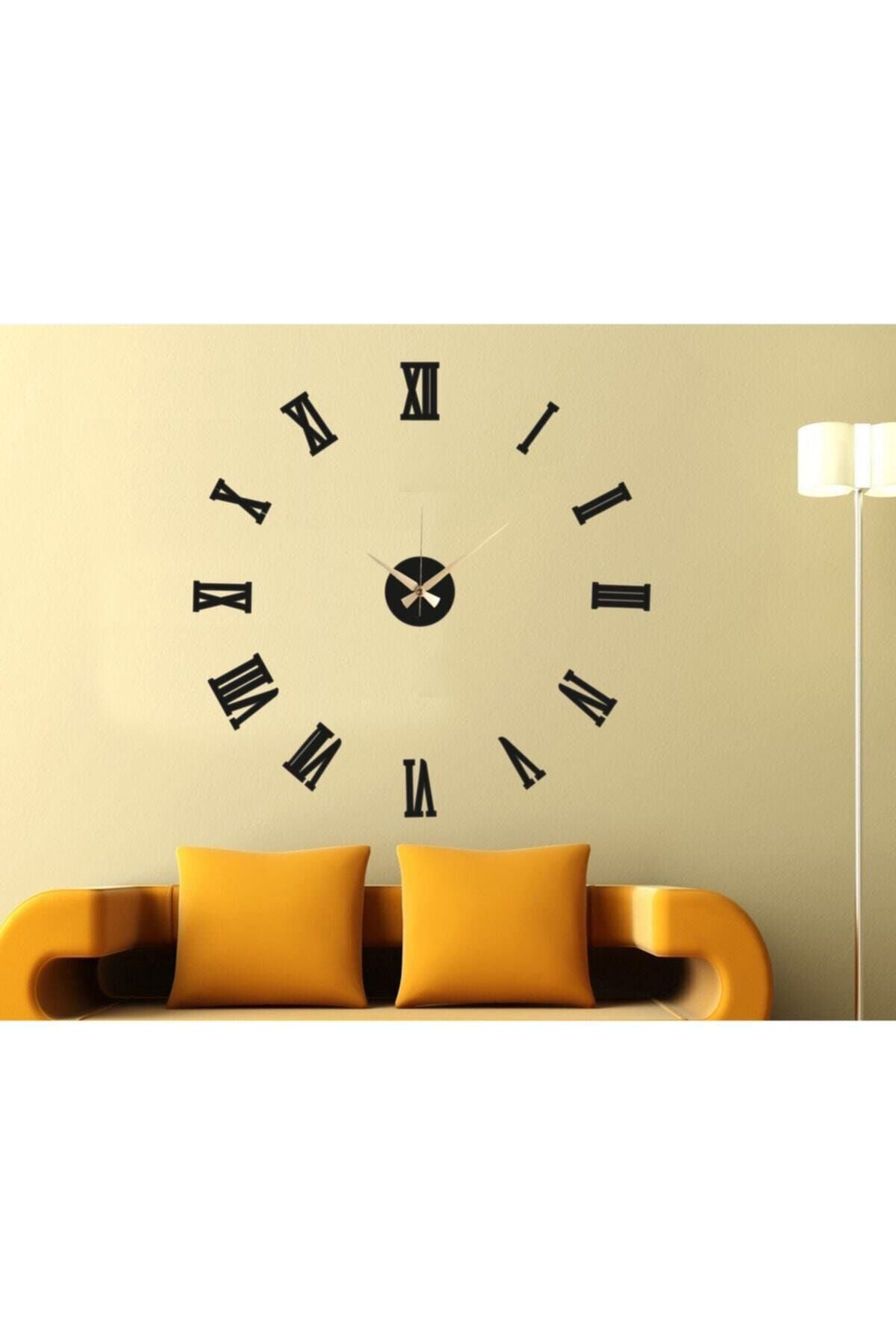 HYL 3D Black Roman Numerals Wall Clock (Black MDF) Number Height 10 cm 2