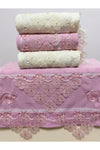 AYHANHOME 50x90 4-Piece 100% Cotton Velvet Lace Embroidered Towel 1