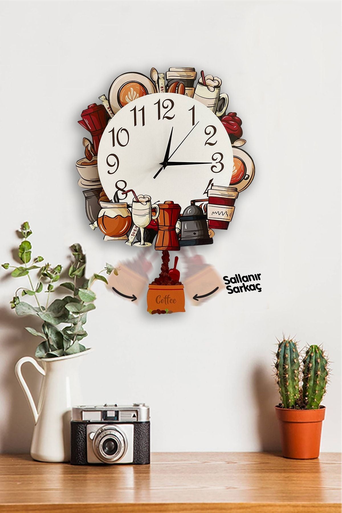 Sokaktaki Hediyem Kokteyl 3D Design Pendulum Wall Clock 1