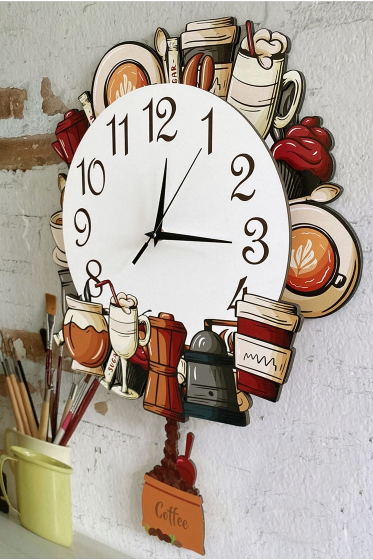 Sokaktaki Hediyem Kokteyl 3D Design Pendulum Wall Clock 2