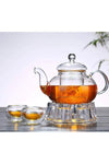 Morponi Borosilicate Glass Teapot And Warmer Set 1000ml 1