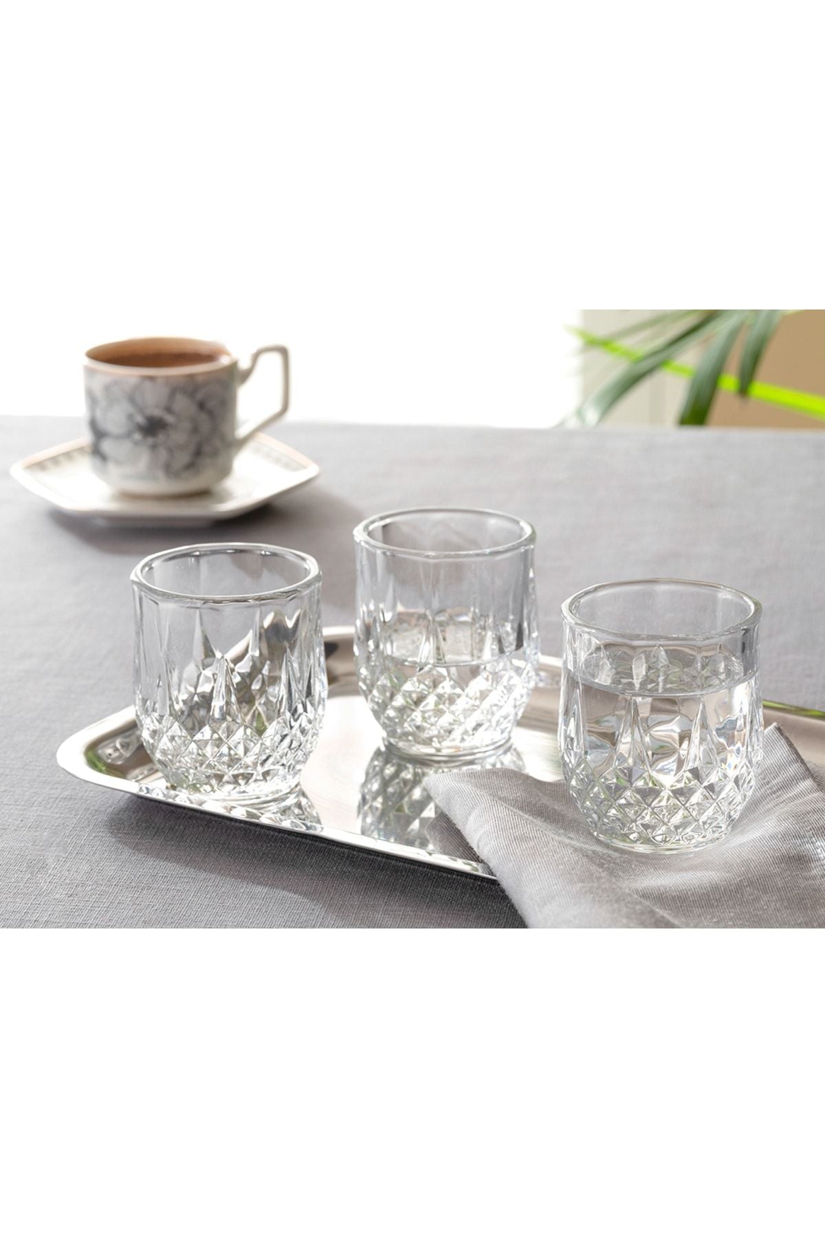 English Home Rich Glass Set of 6 Coffee Side Water Glasses 90 Ml Clear 1