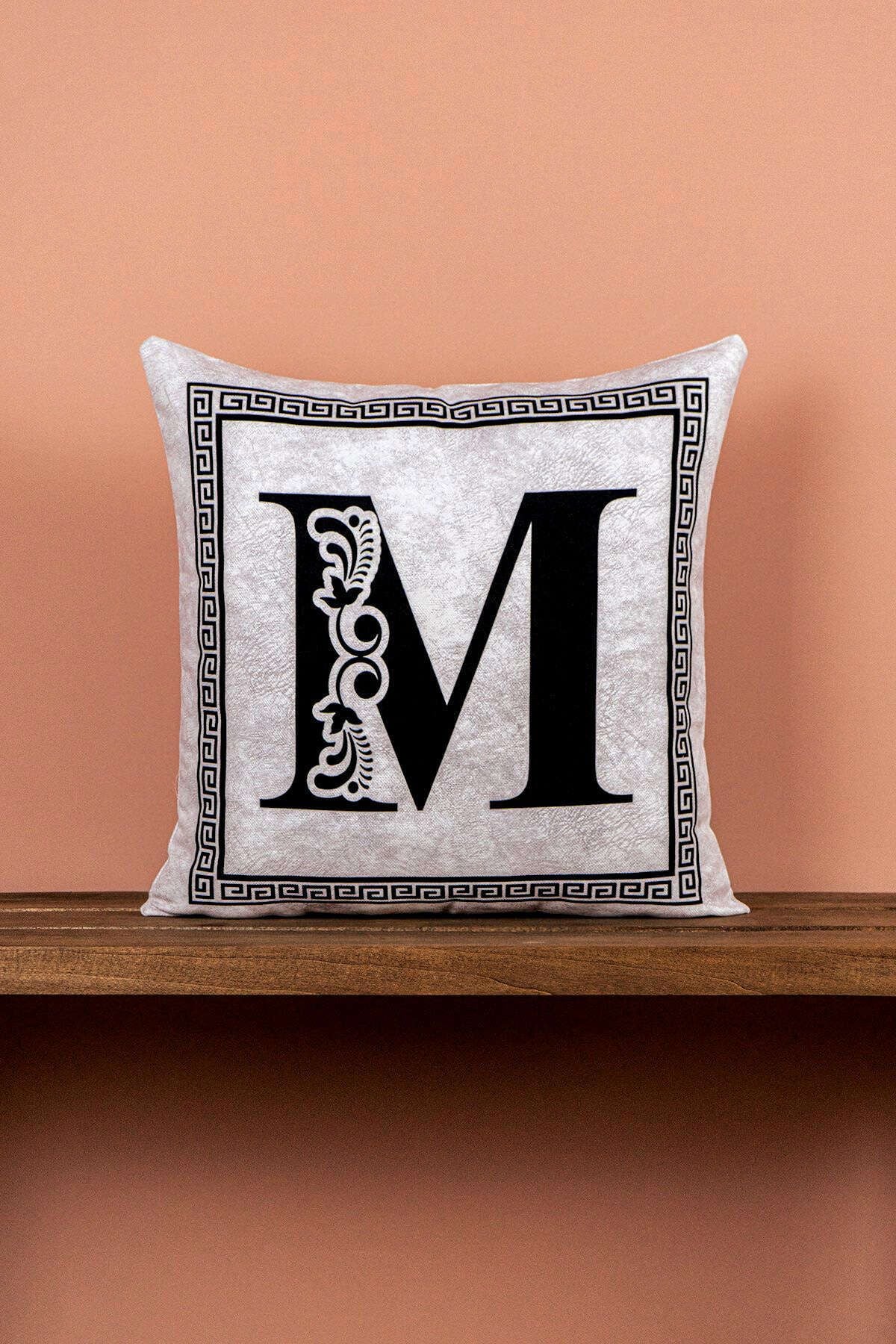 Cango Home Double-Sided Digital Printed Letter Cushion Cover M Letter 1