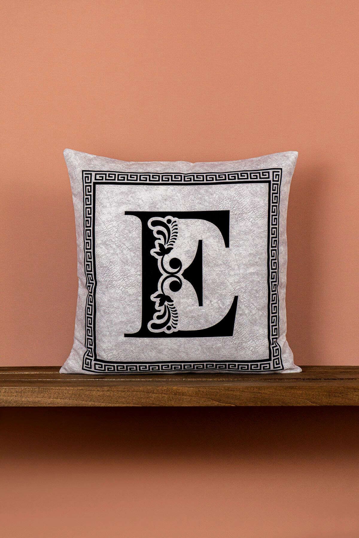 Cango Home Double-Sided Digitally Printed Letter Cushion Cover E Letter 1