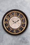 EMORES 46 Cm Wooden-Look 3D Embossed Silent Mechanism Decorative Wall Clock 1